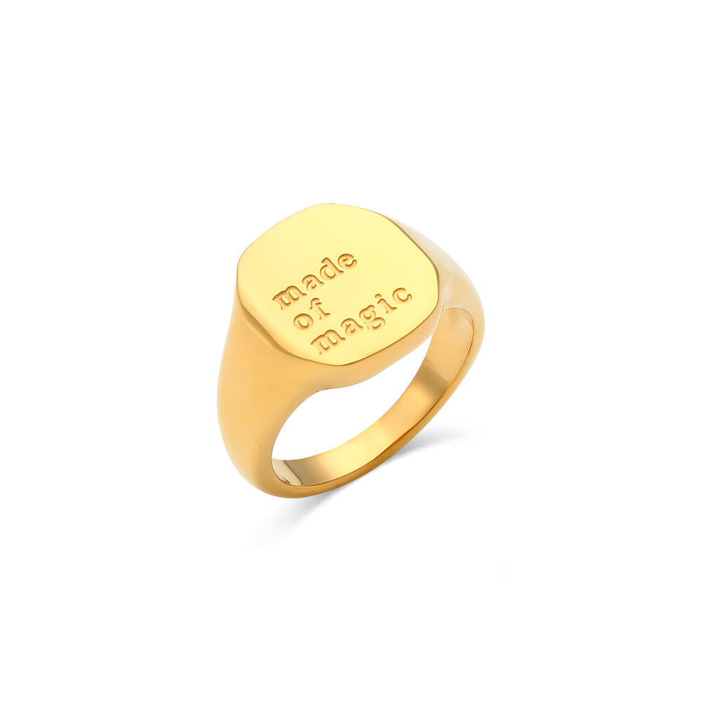 Wholesale Titanium steel gold English letter ring